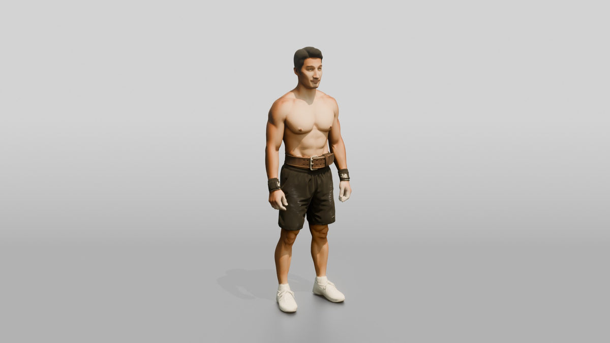 Man with Wrist Wraps and Chalk - 3D character model, view 1