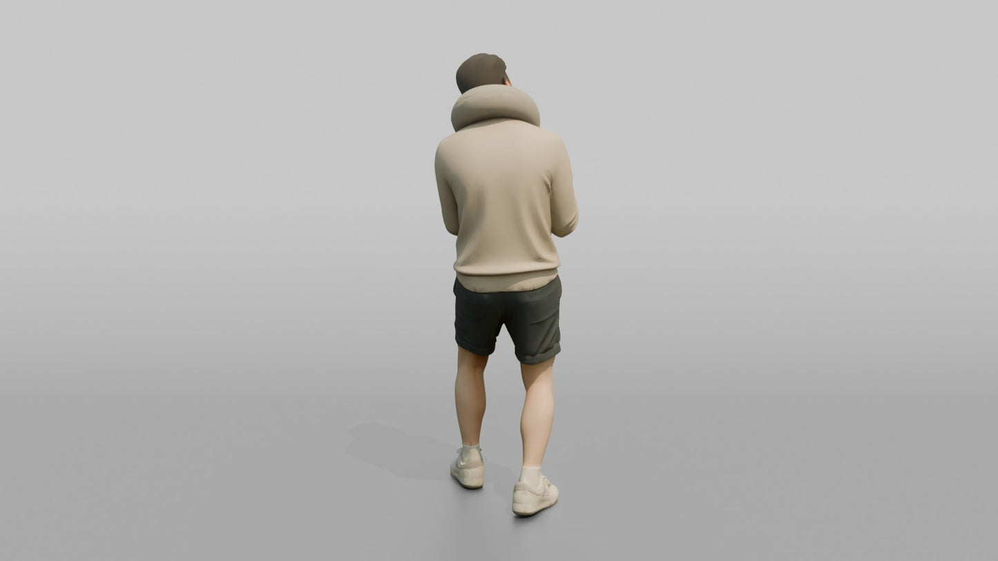Vacationer Wearing Light Summer Sweater And Shorts
