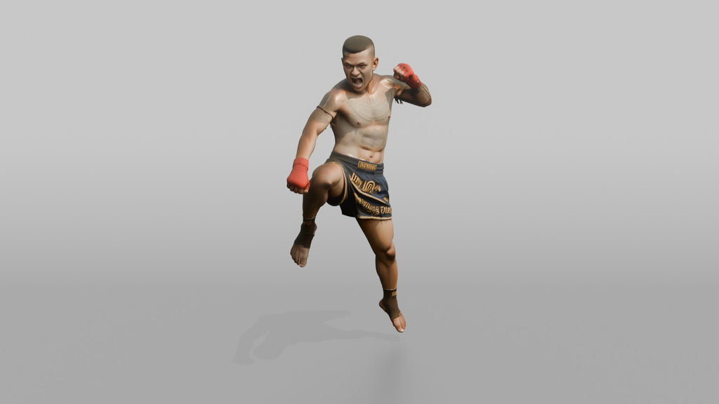 Muay Thai Fighter Flying Knee Strike