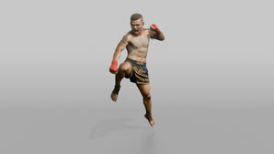 Muay Thai Fighter Flying Knee Strike - 3D character model, view 1