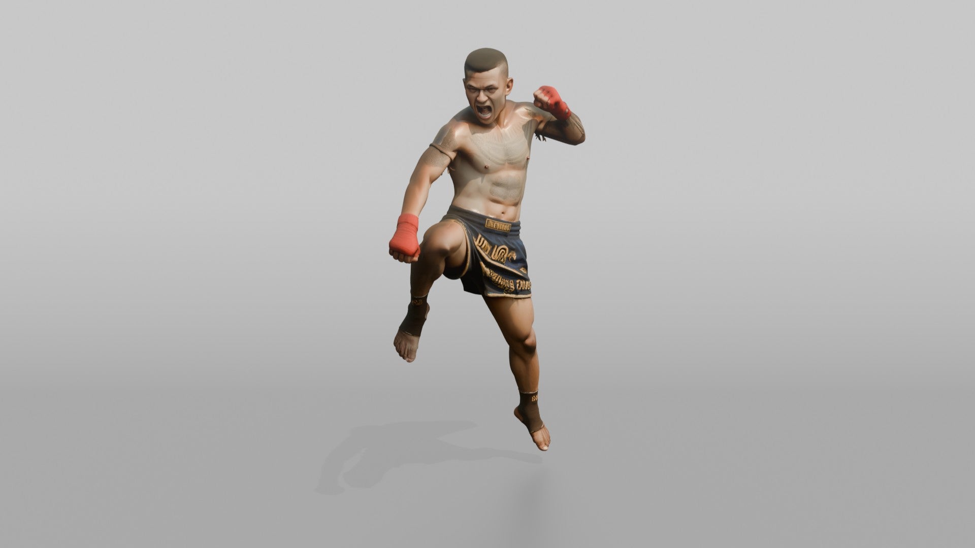 Muay Thai Fighter Flying Knee Strike