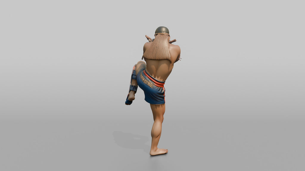 Muay Thai Fighter Shinguard Check and Forearm Block