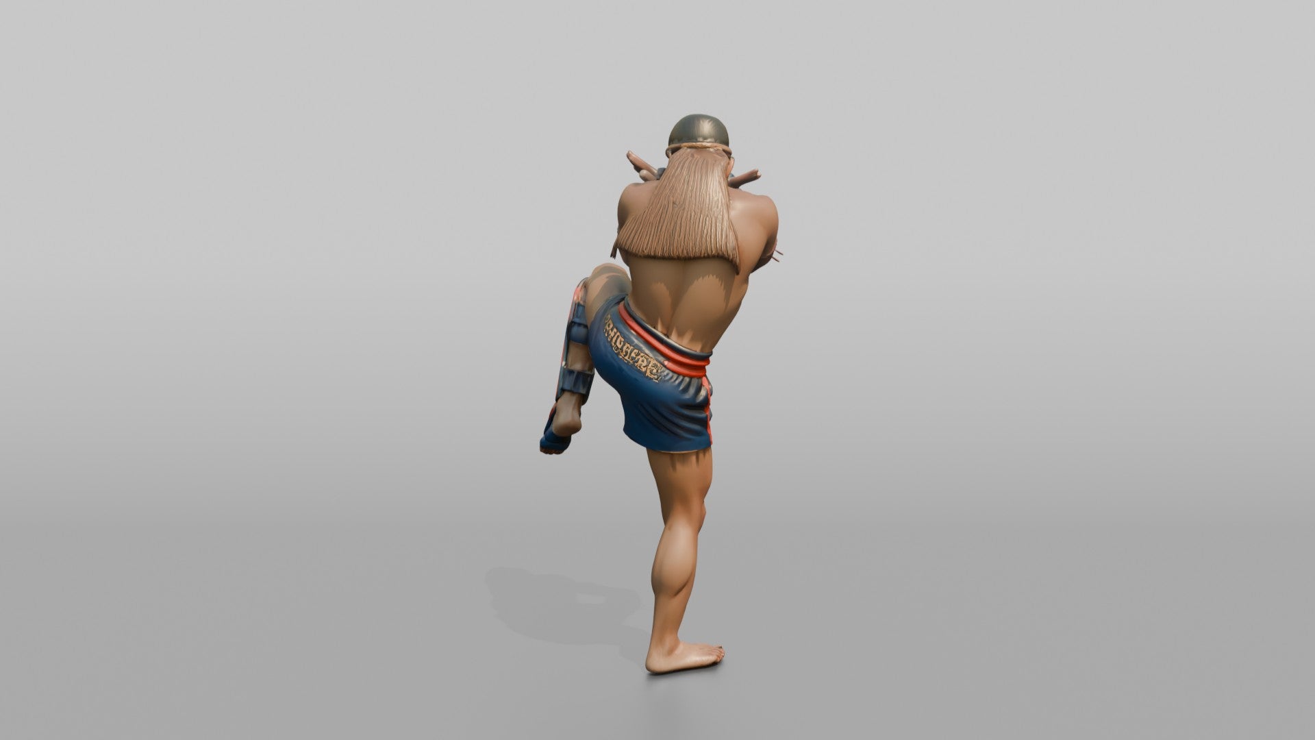 Muay Thai Fighter Shinguard Check and Forearm Block