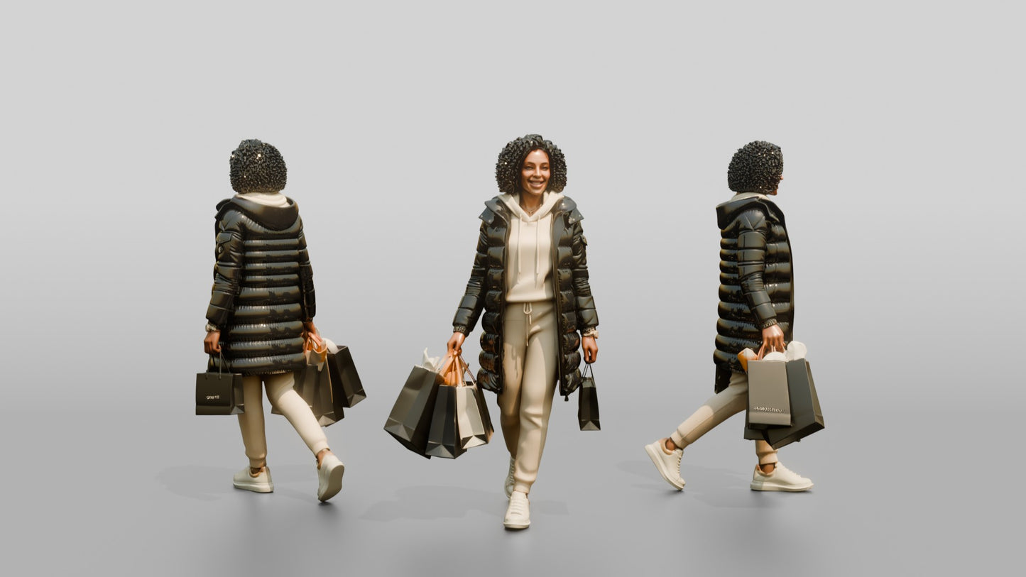 African-American Woman in Winter Puffer Coat