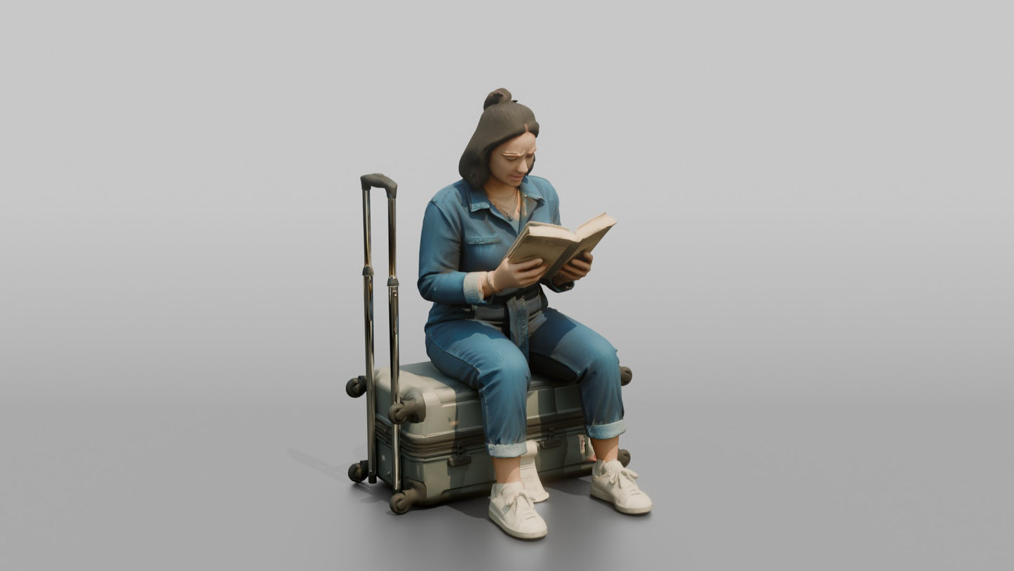 Vacationer Wearing Casual Denim Jumpsuit And White Sneakers
