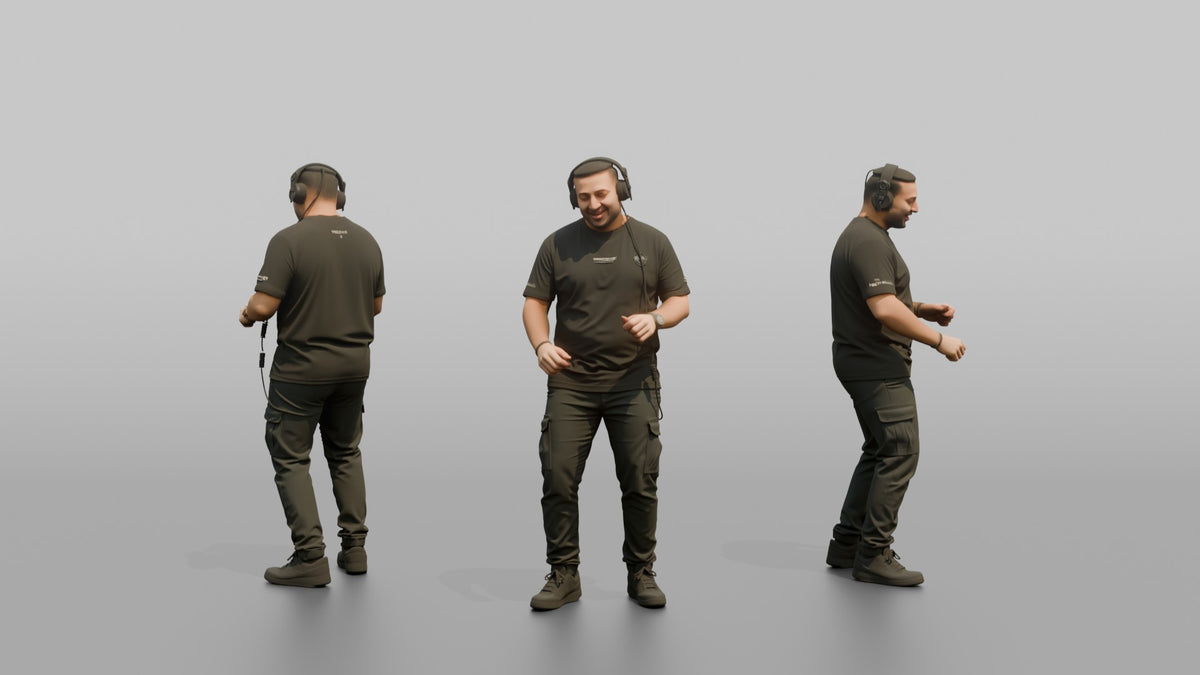 Club DJ Man Nodding To The Beat, Headphones On - 3D character model, view 1