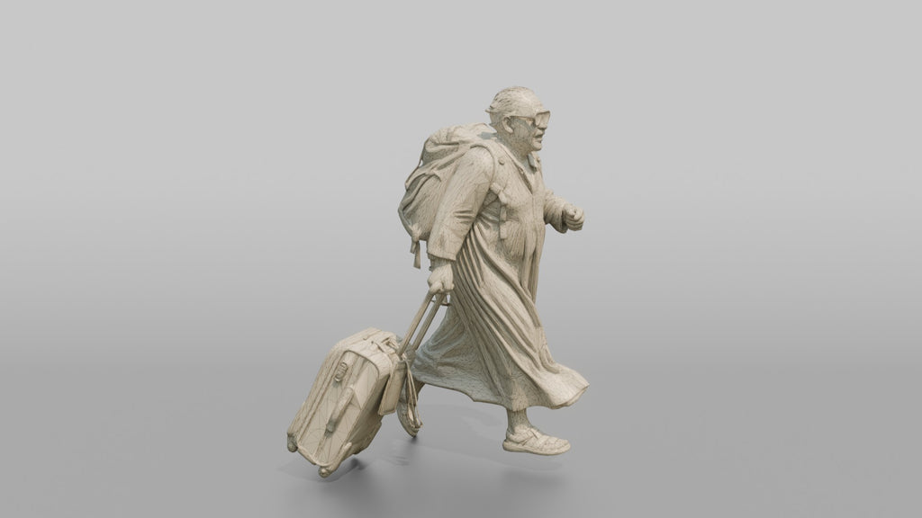 Traveler Jogging Late For A Flight