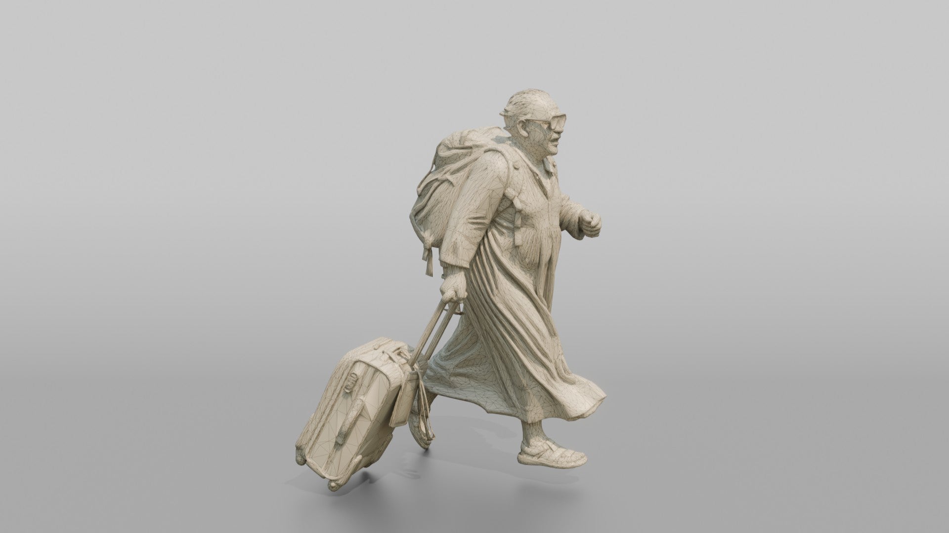 Traveler Jogging Late For A Flight