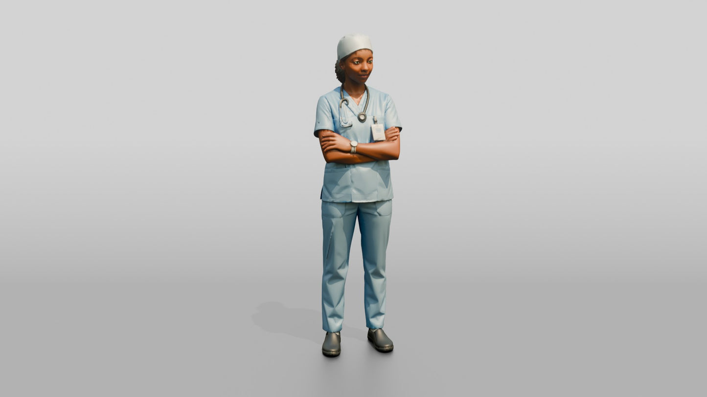 Young Black Woman Doctor with Arms Crossed