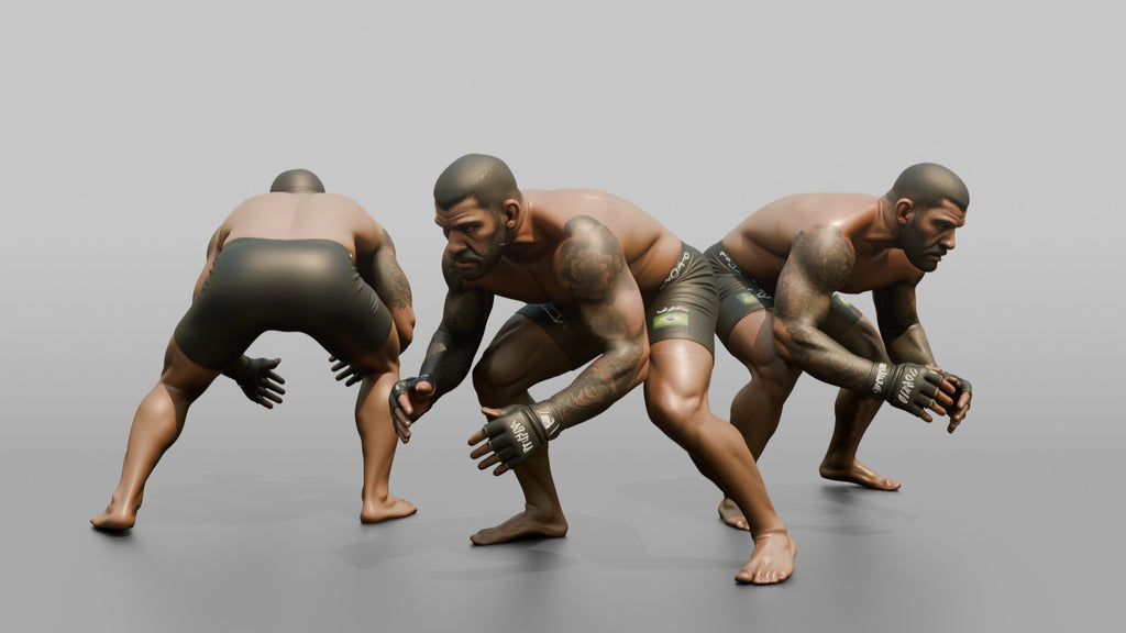 BJJ Fighter Predatory Low Wrestling Stance