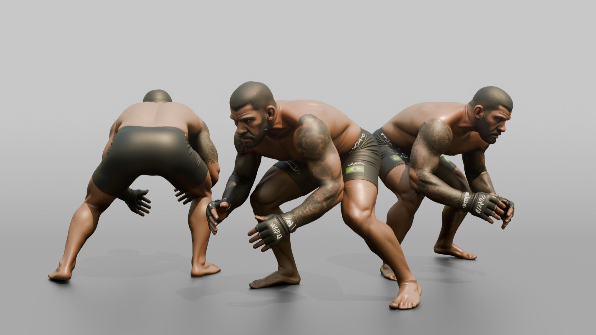 BJJ Fighter Predatory Low Wrestling Stance