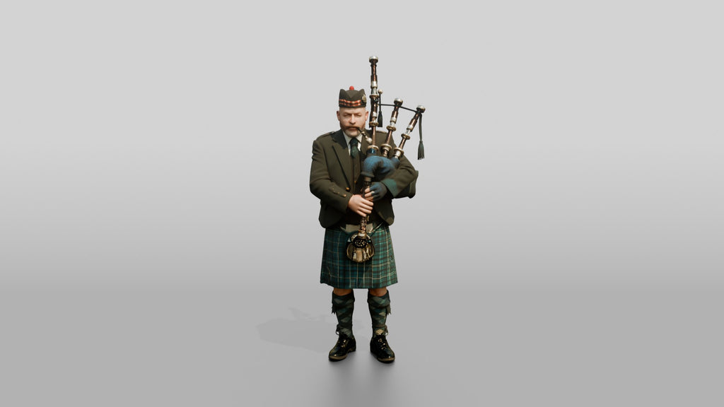 Bagpiper Playing Highland Bagpipes