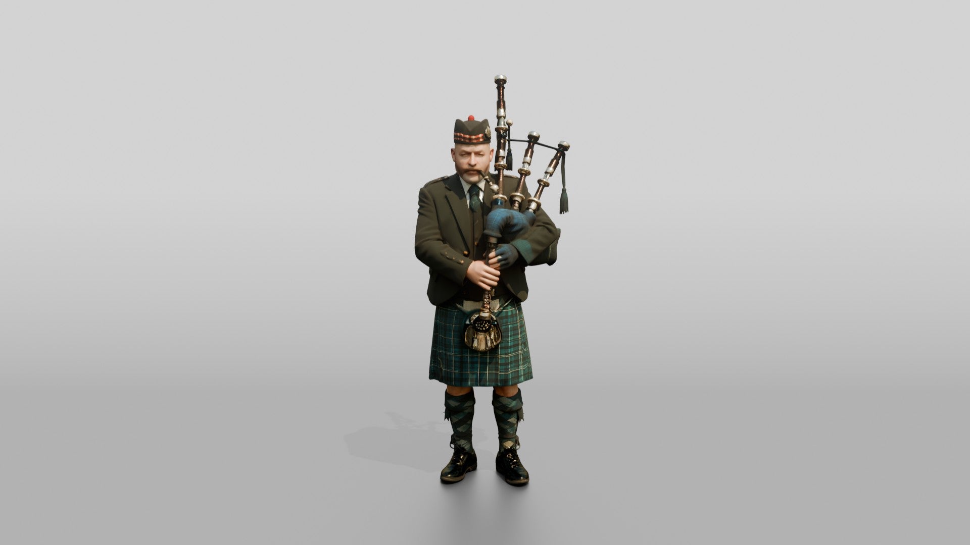 Bagpiper Playing Highland Bagpipes