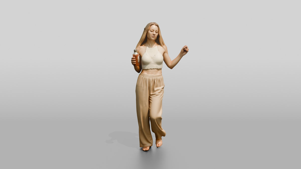 Woman Dancing with a Cocktail - 3D character model, view 5