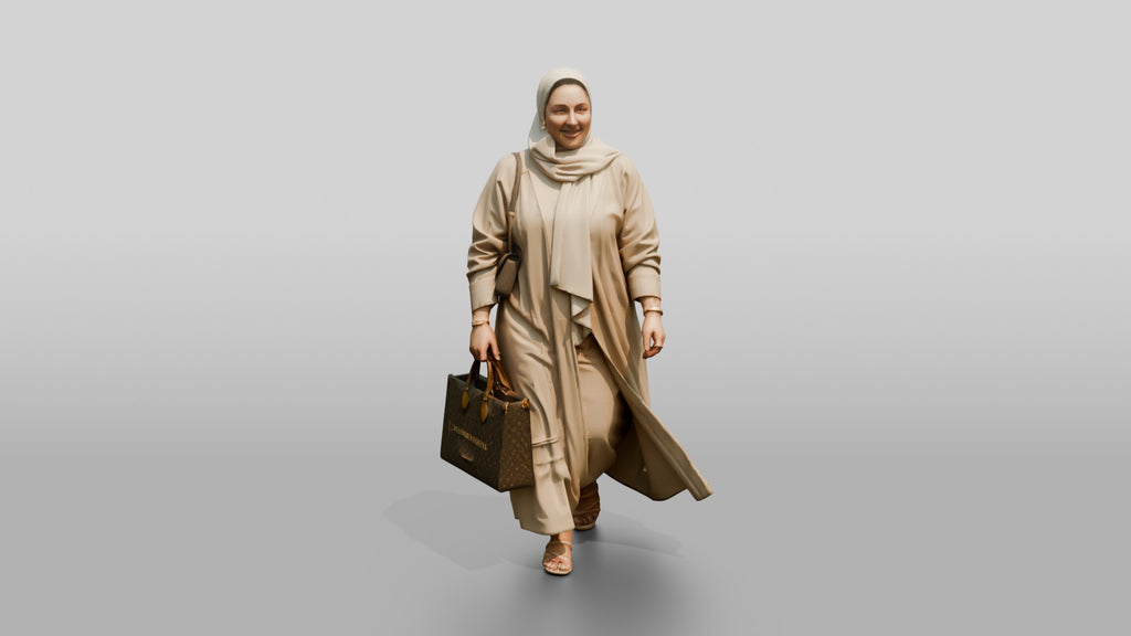 Plus-Size Young Saudi Woman in Abaya and Hijab