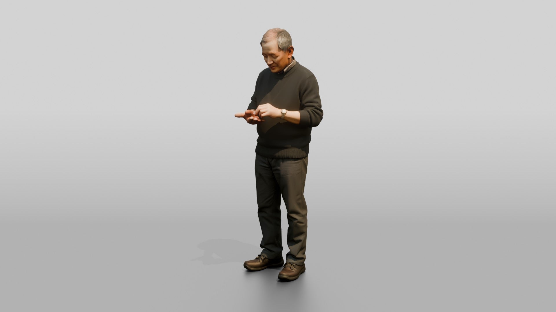Homeless Man Counting Coins in His Open Palm