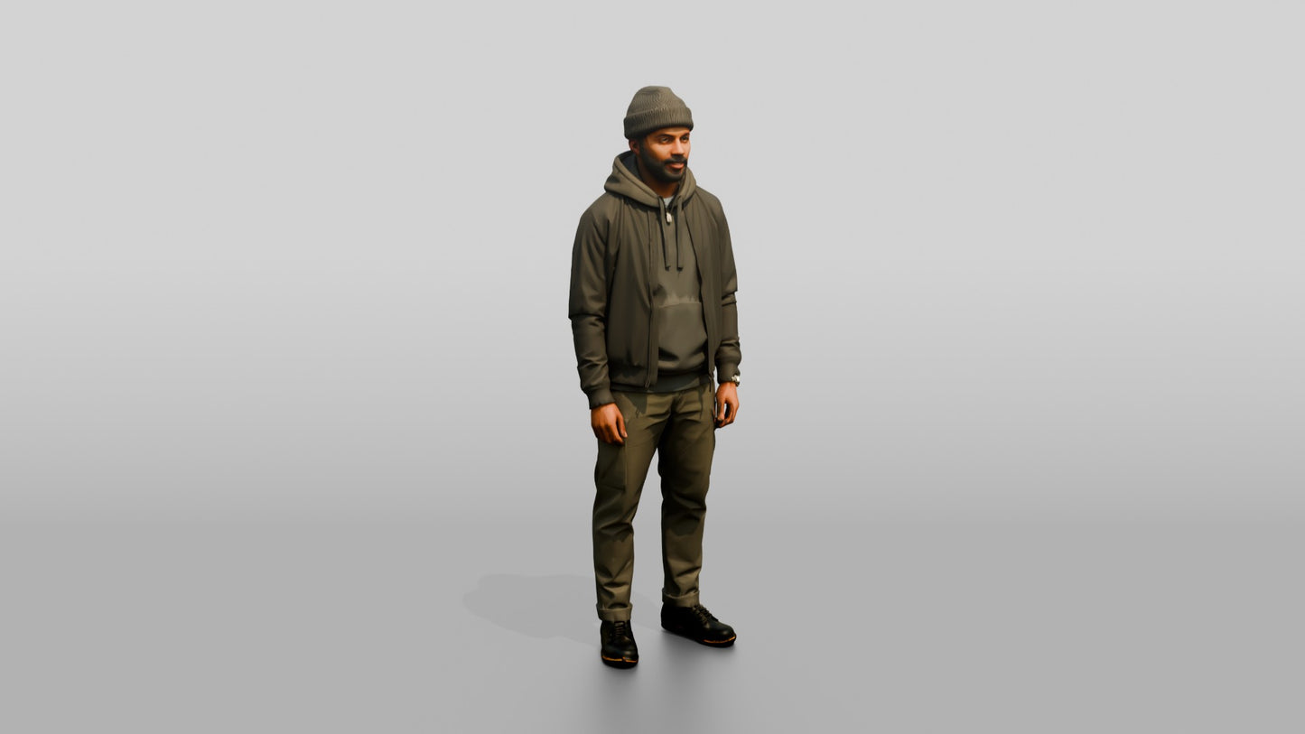 African-American Man in Heavy Hoodie and Bomber Jacket