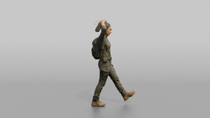 Protester Woman Walking and Adjusting Her Cap - 3D character model, view 1