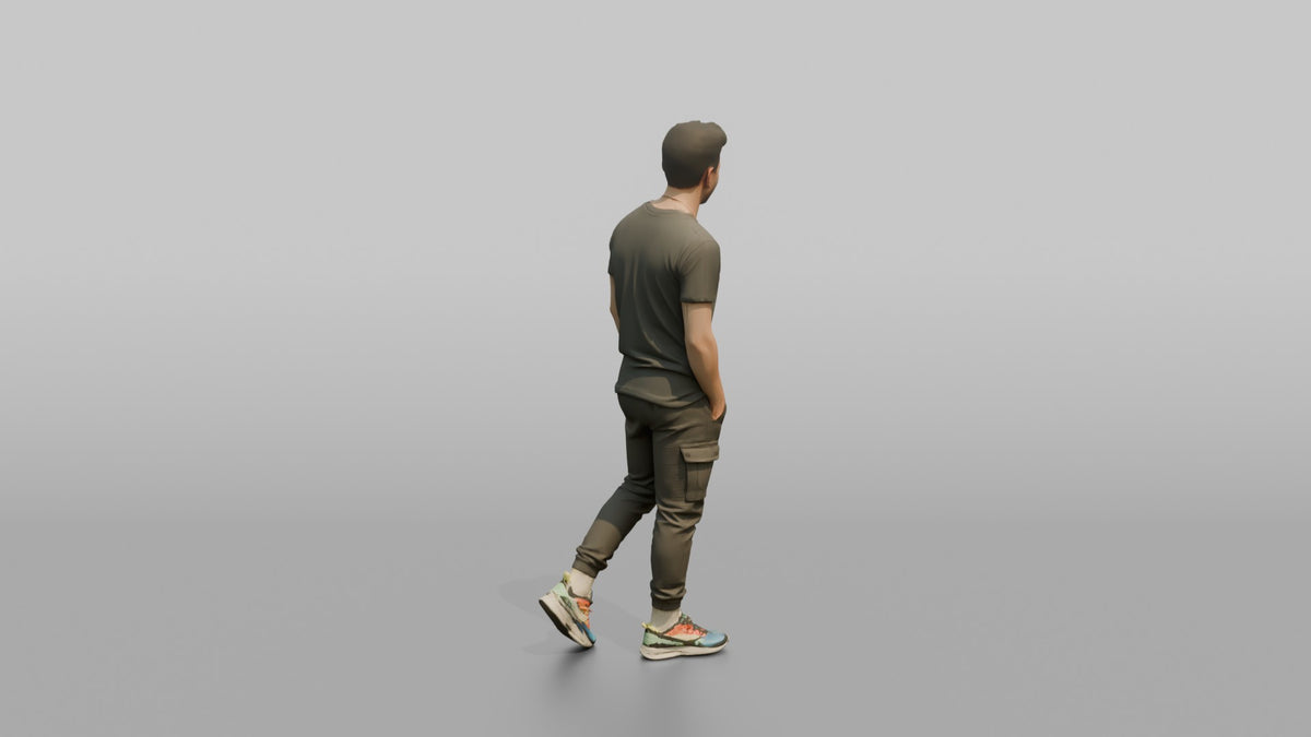 Patron Man Striking A Confident Pose, Colorful Sneakers And Joggers - 3D character model, view 3