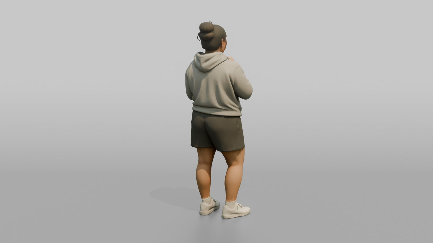 Vacationer Wearing Comfortable Hoodie And Sweatshorts