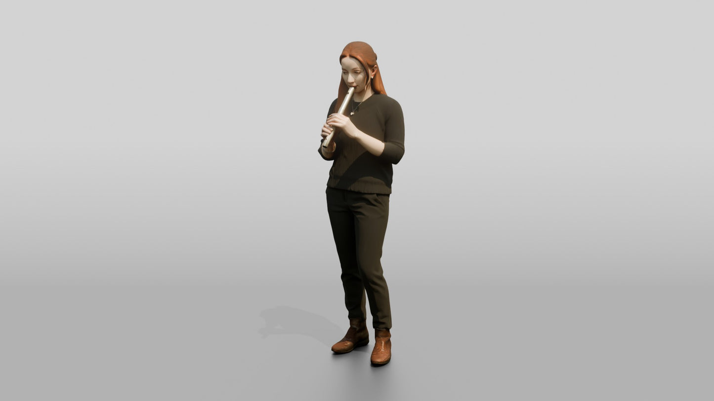 Tin Whistle Player with Silver Whistle