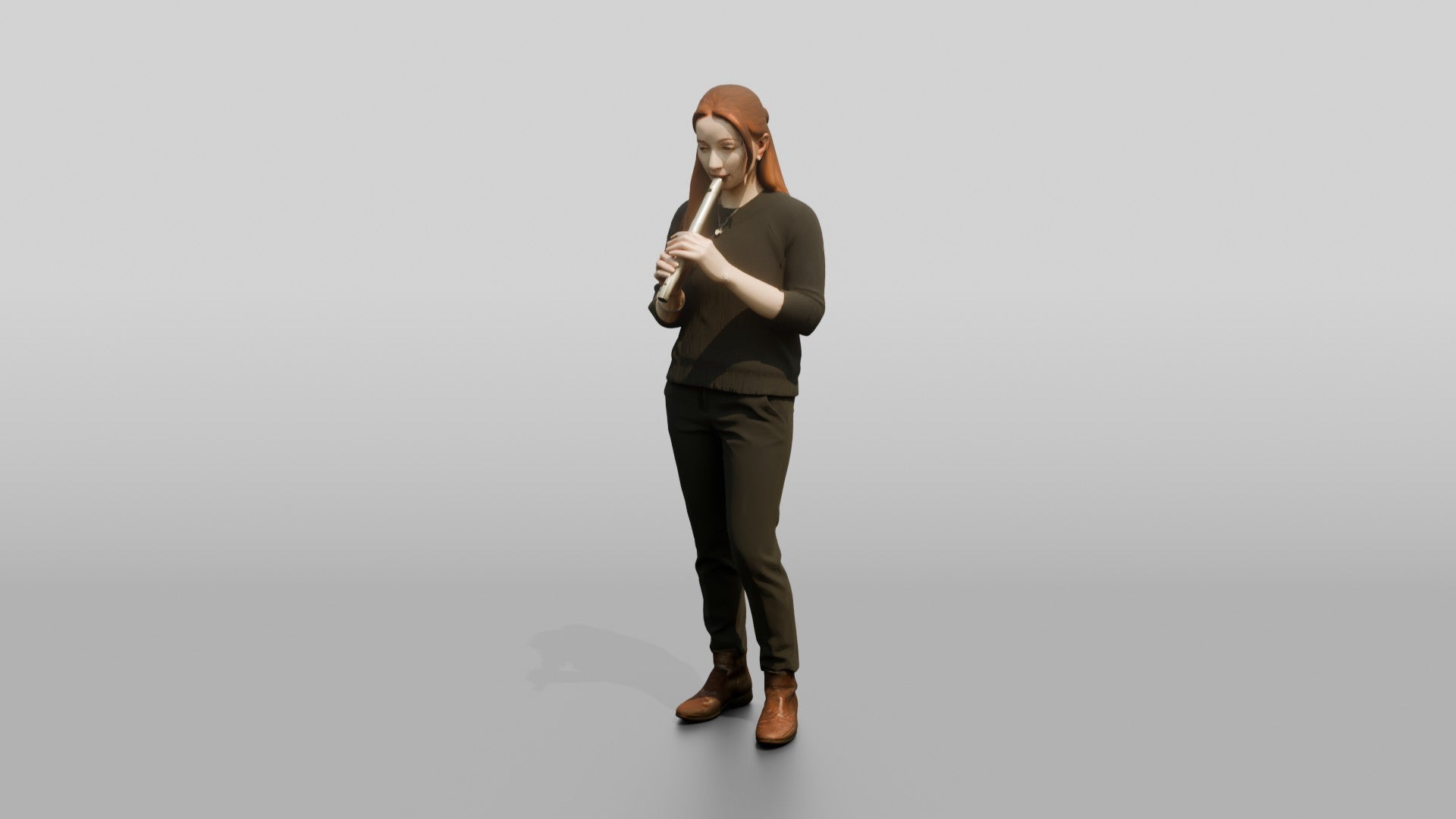 Tin Whistle Player with Silver Whistle