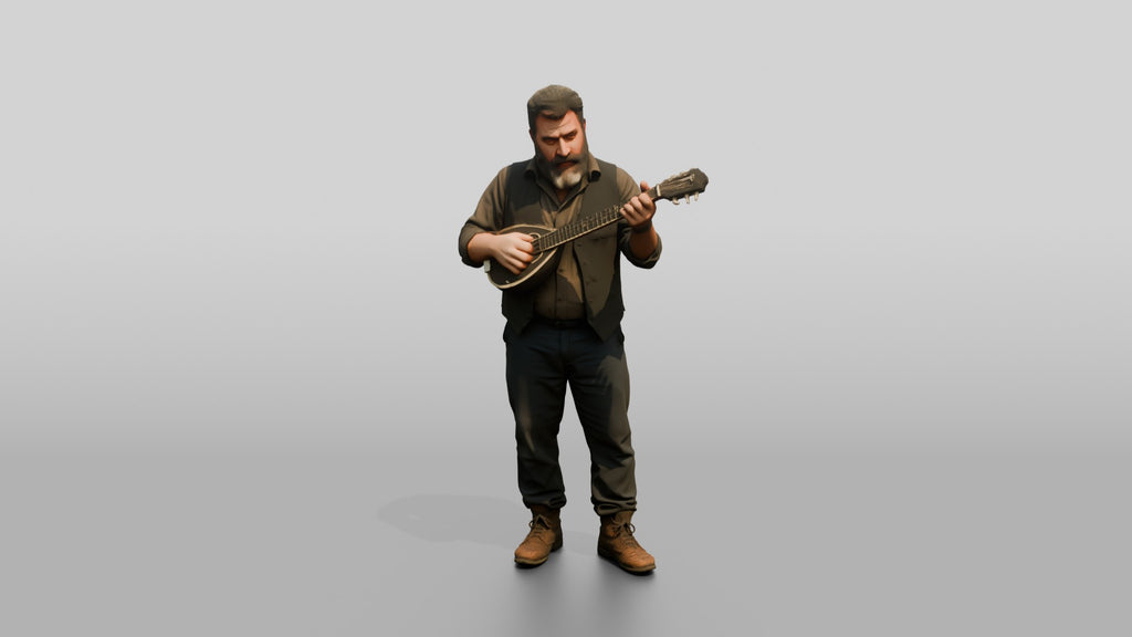 Baglama Player Plucking String Instrument