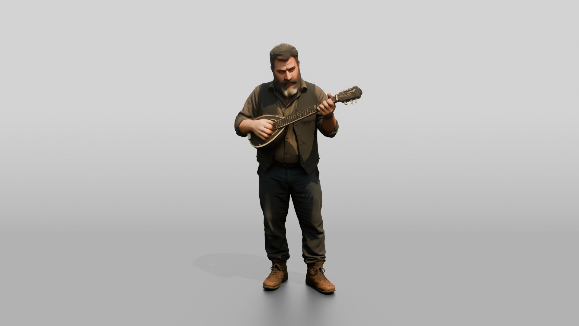 Baglama Player Plucking String Instrument