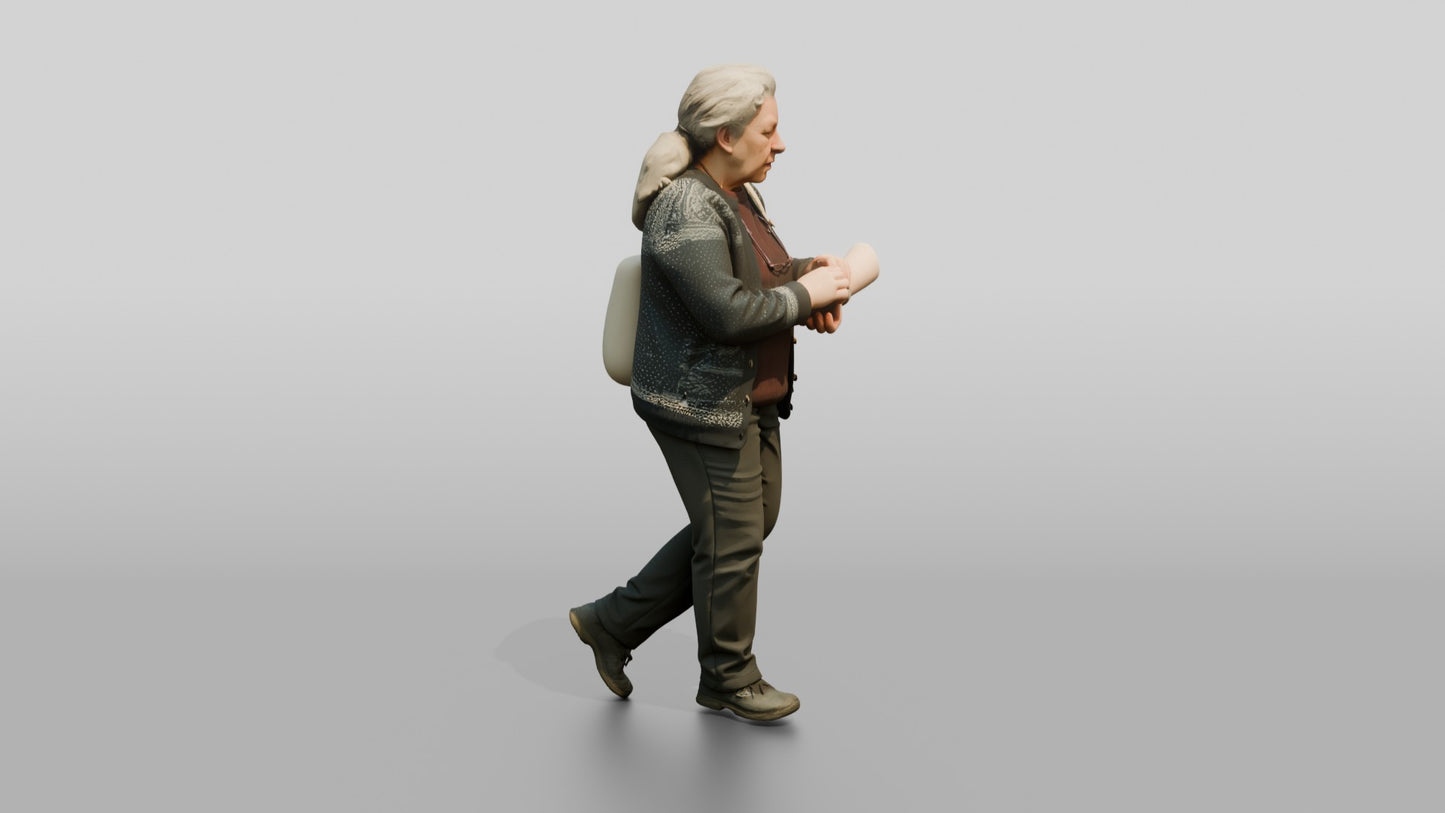 Elderly Norwegian Woman Checking on a Companion