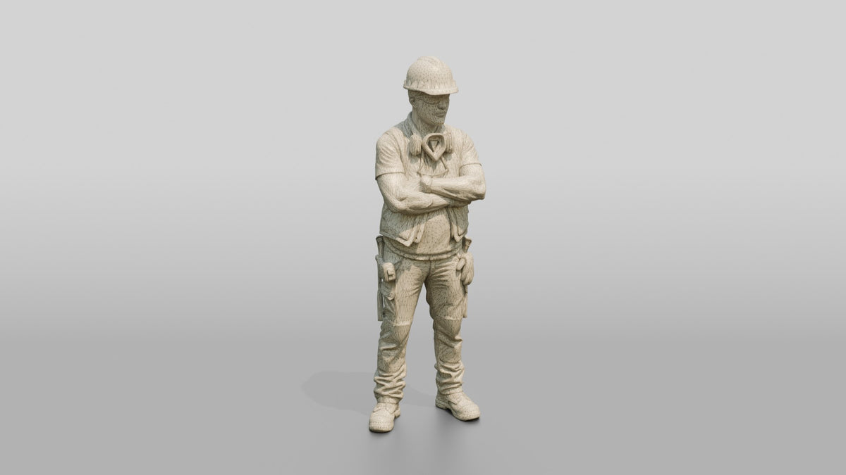 Construction Worker Man 91 - wireframe topology preview