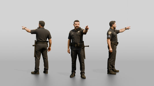 Police Officer Pointing Toward the Distance