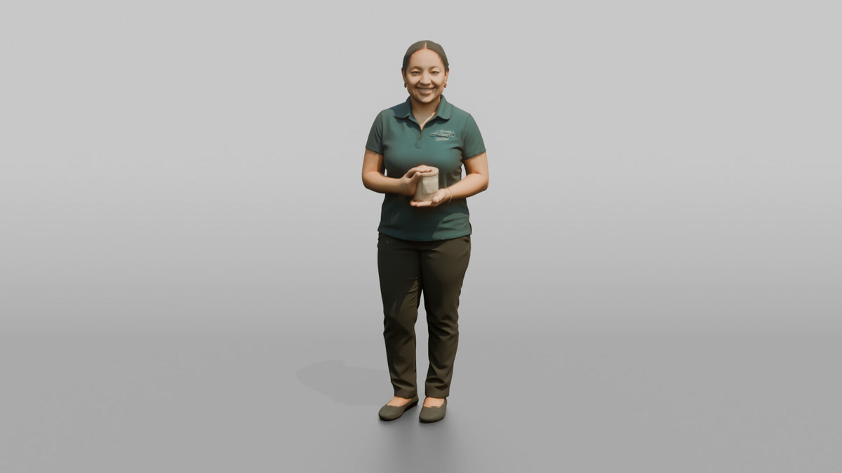 Spa Receptionist Woman Holding A Scented Candle - 3D character model, view 5