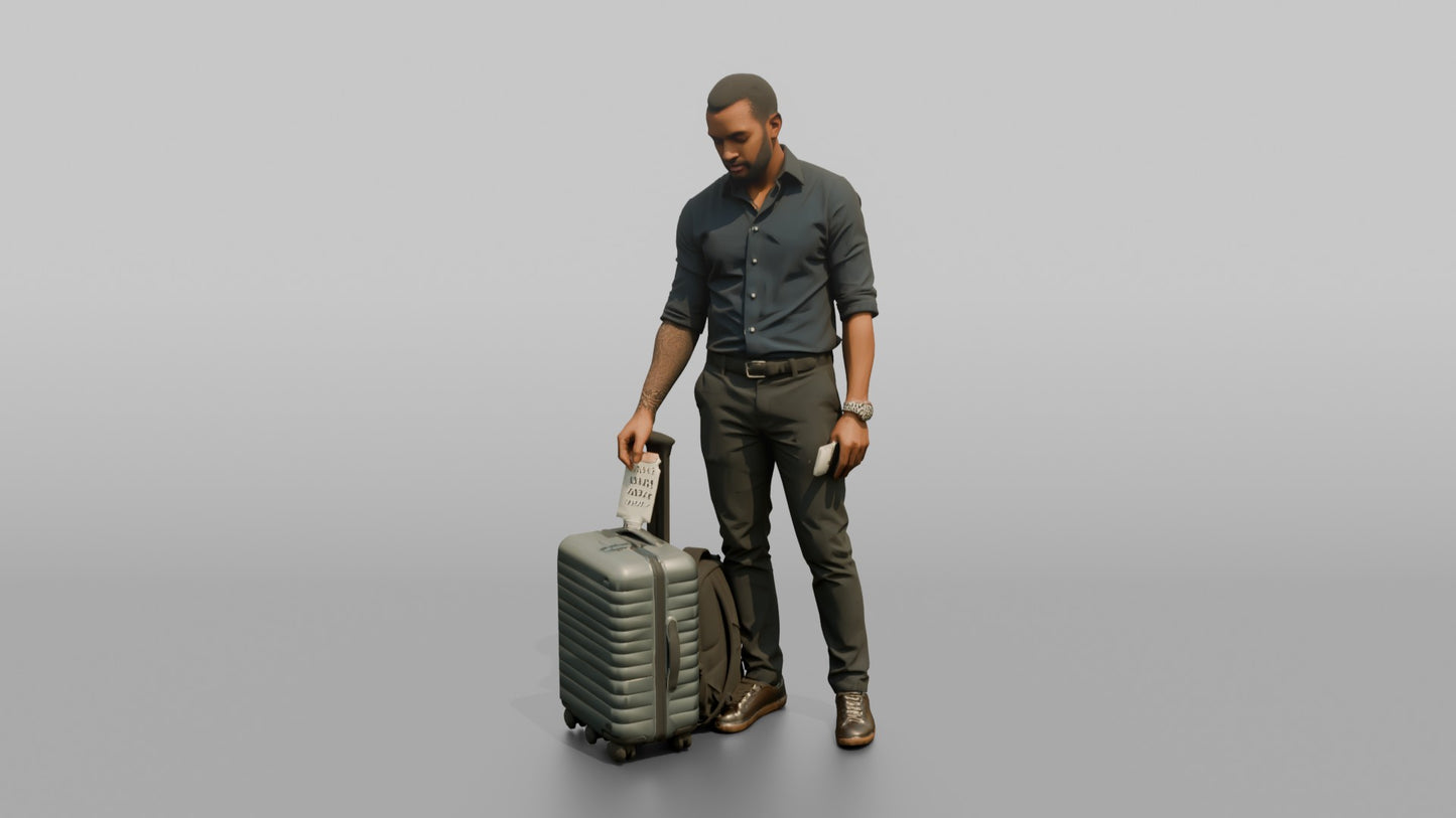 Vacationer Wearing Fitted Shirt And Trousers