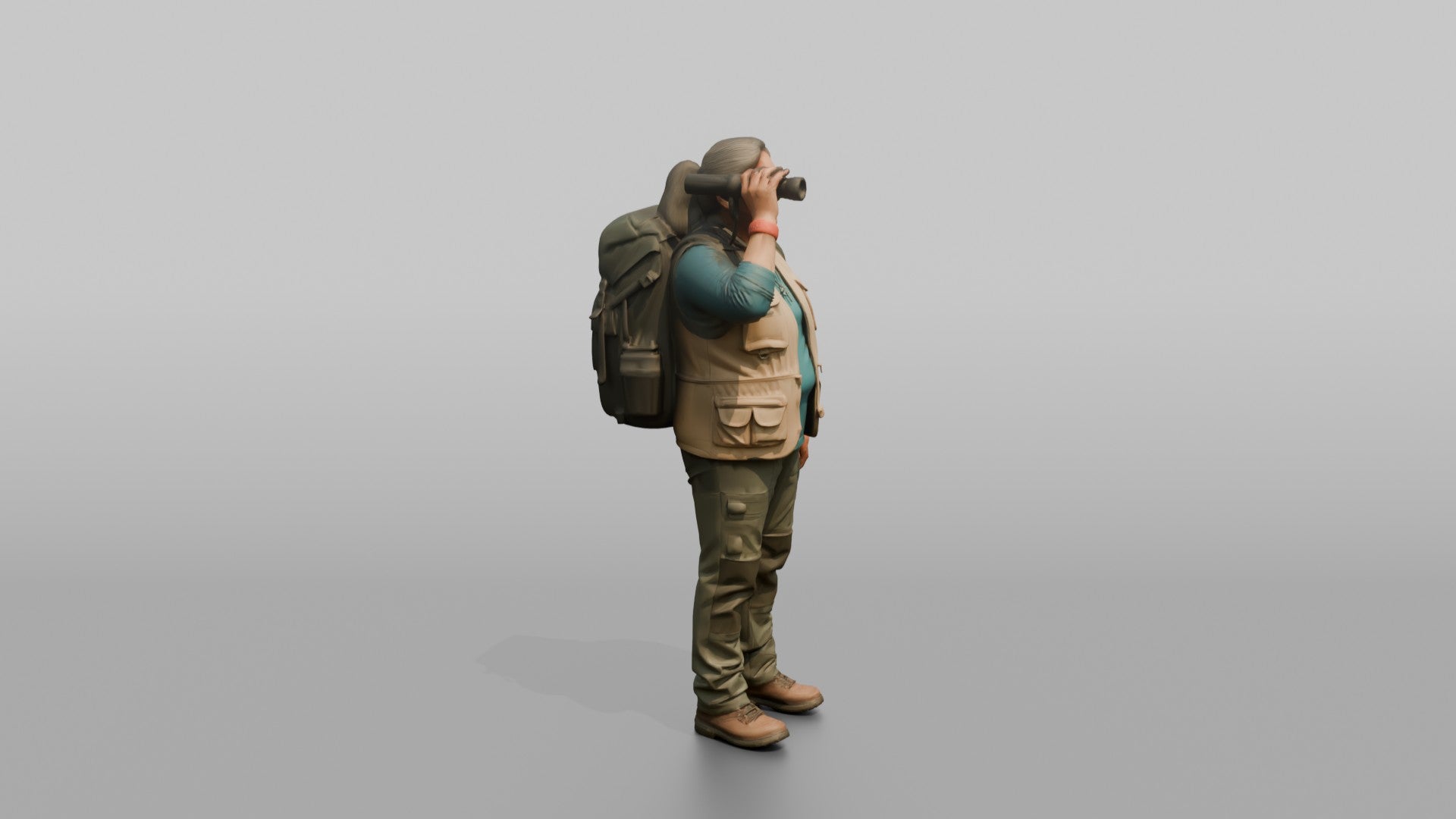 Hiker Holding Up a Pair of Binoculars