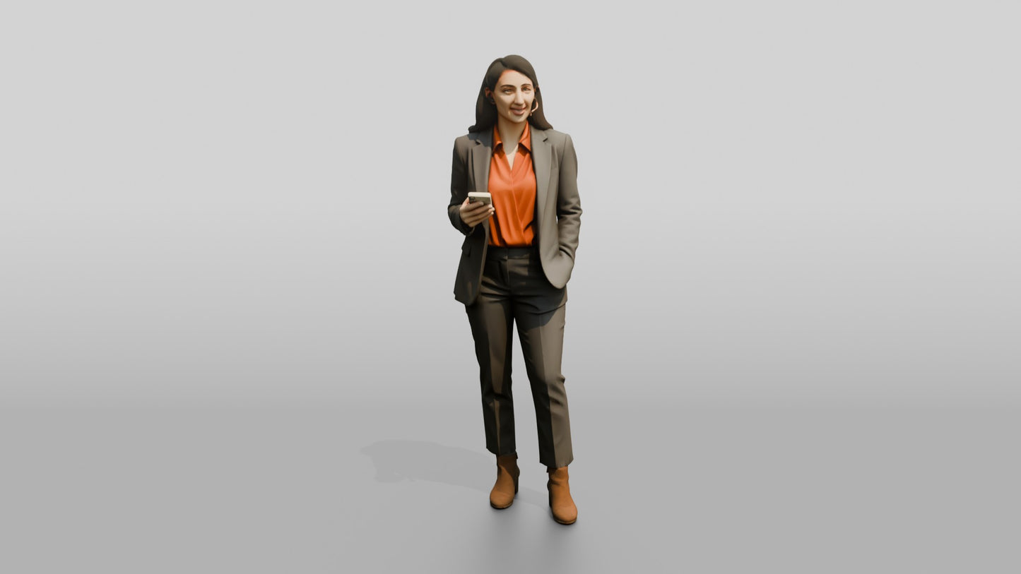 Businesswoman in a Blazer and Scarf