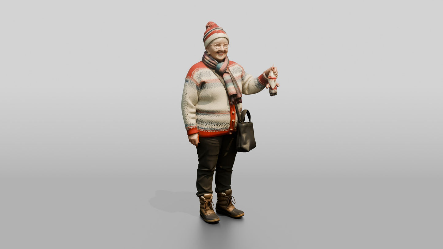 Elderly Norwegian Woman at the Christmas Market