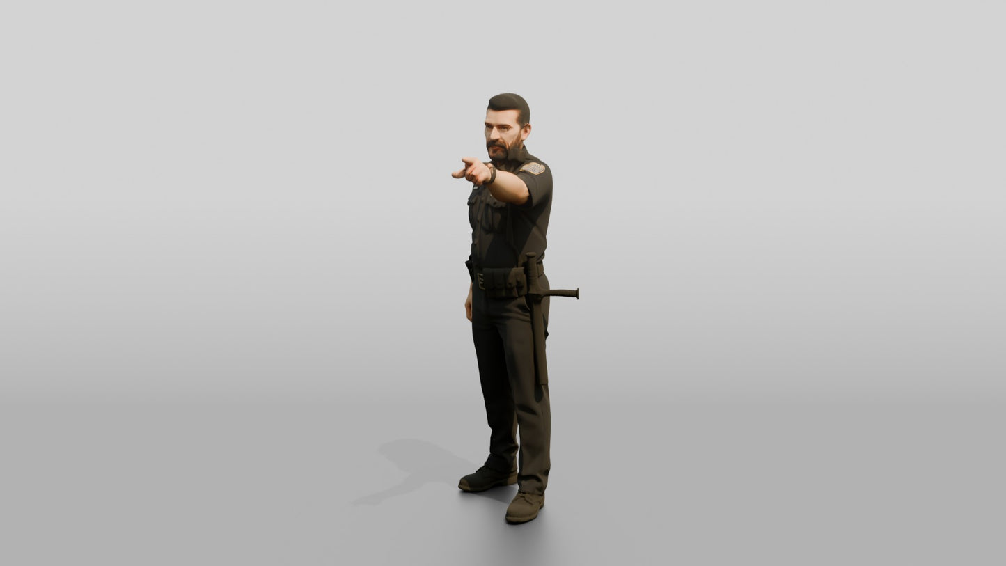 Police Officer Pointing Toward the Distance