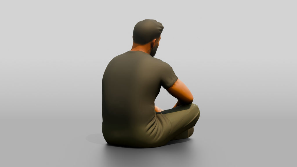 Homeless Man Sitting Cross-legged