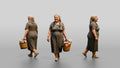 Elderly Plus-Size Turkish Woman with a Market Basket