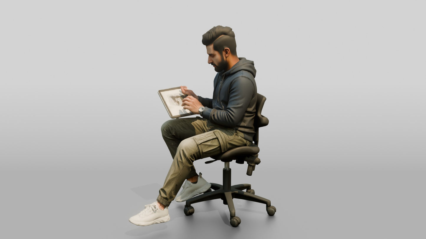 Man Working at a Desk with Monitors
