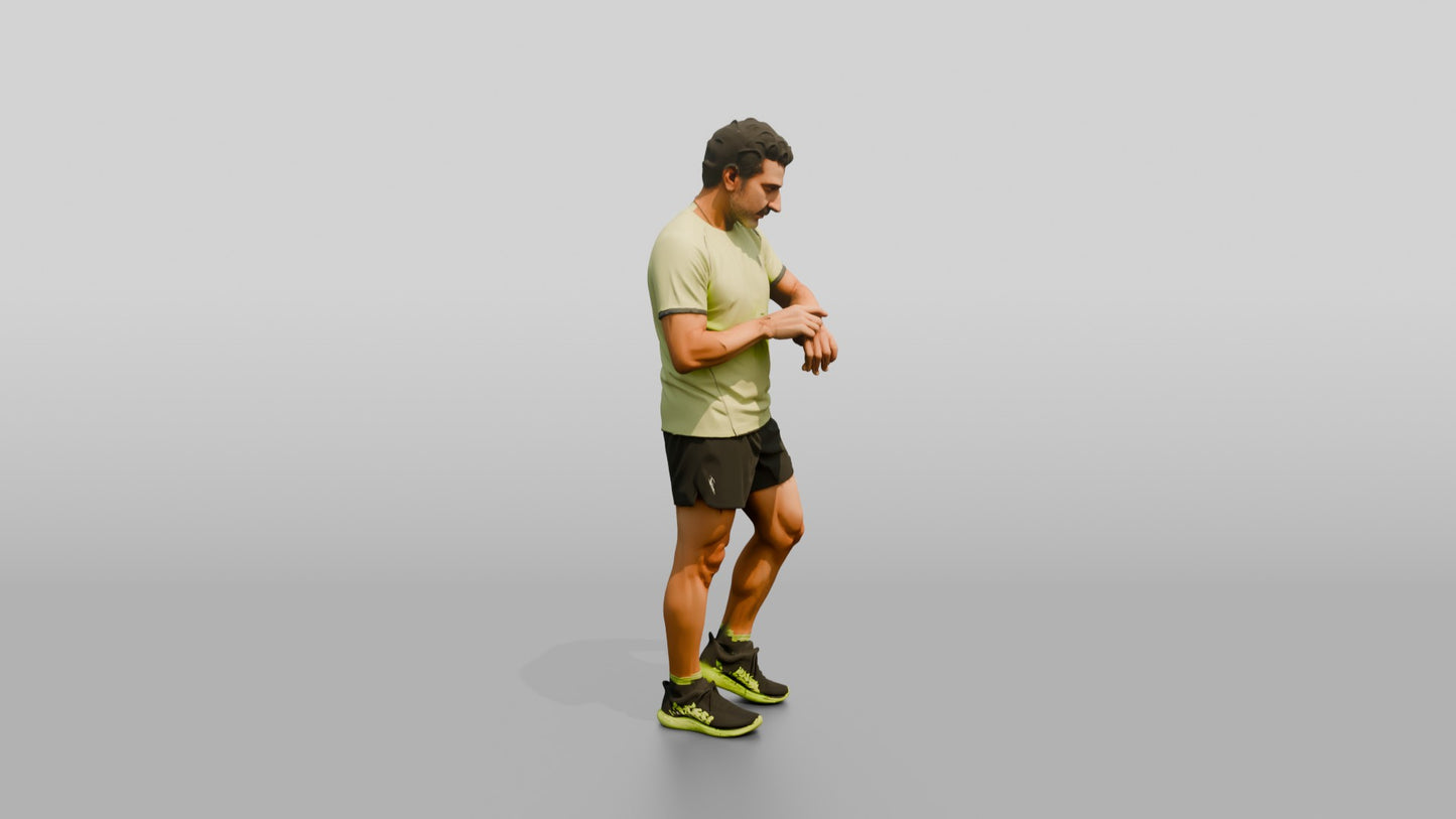 Middle-Aged Athletic Greek Man Checking His Fitness Tracker