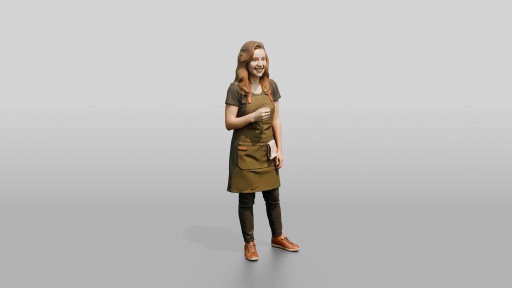 Young Woman Barista Laughing in Cafe