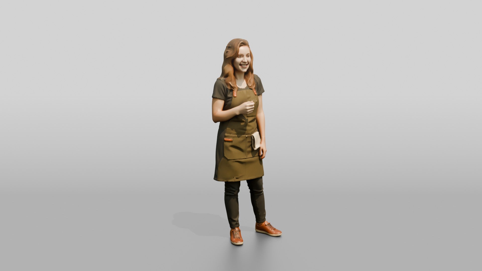 Young Woman Barista Laughing in Cafe