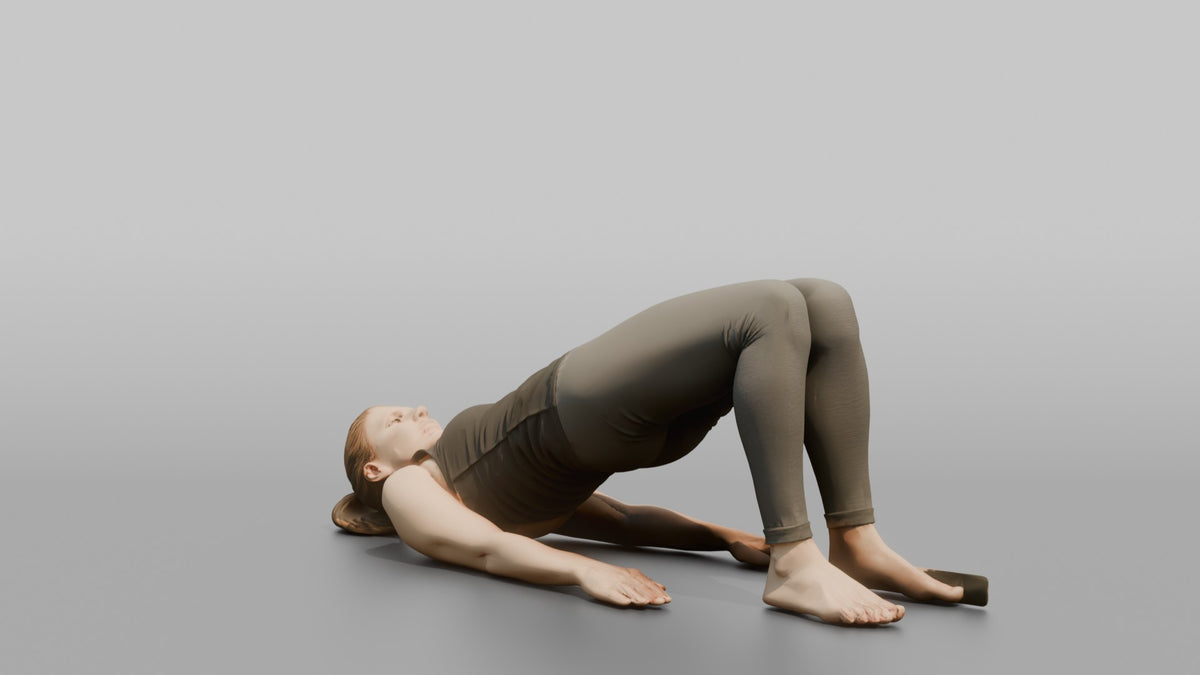 Bodyweight Athlete Woman At The Top Of A Glute Bridge - 3D character model, view 4