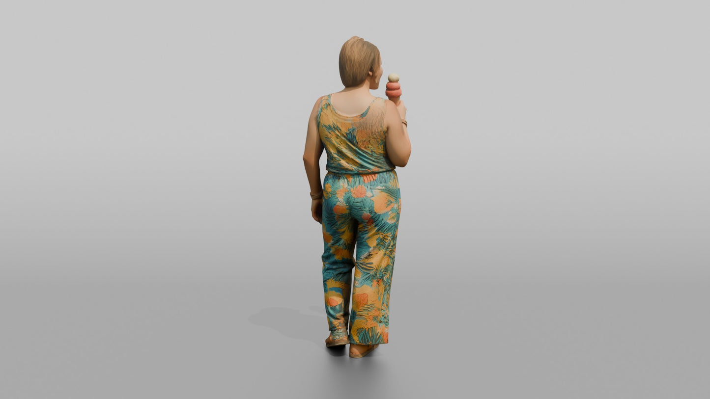 Vacationer Wearing Colorful Summer Jumpsuit