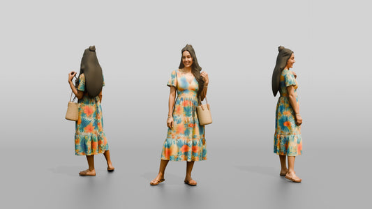 Latina Woman in Tropical Summer Dress