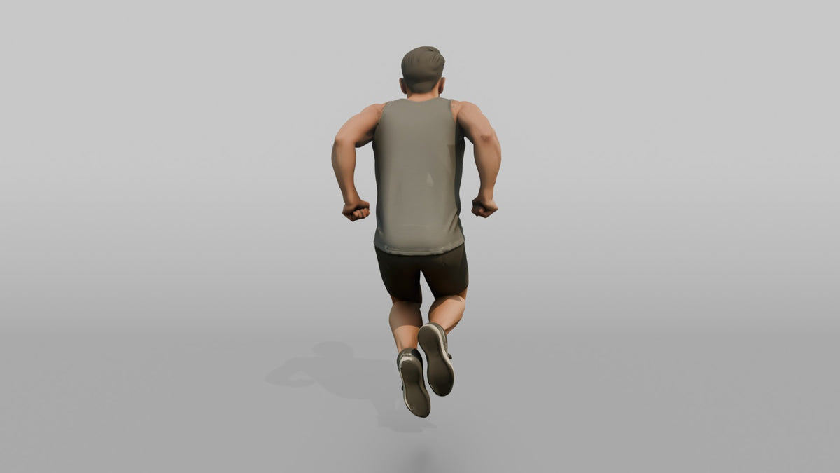 Bodyweight Athlete Man Mid-rep Of A Tricep Dip - 3D character model, view 3