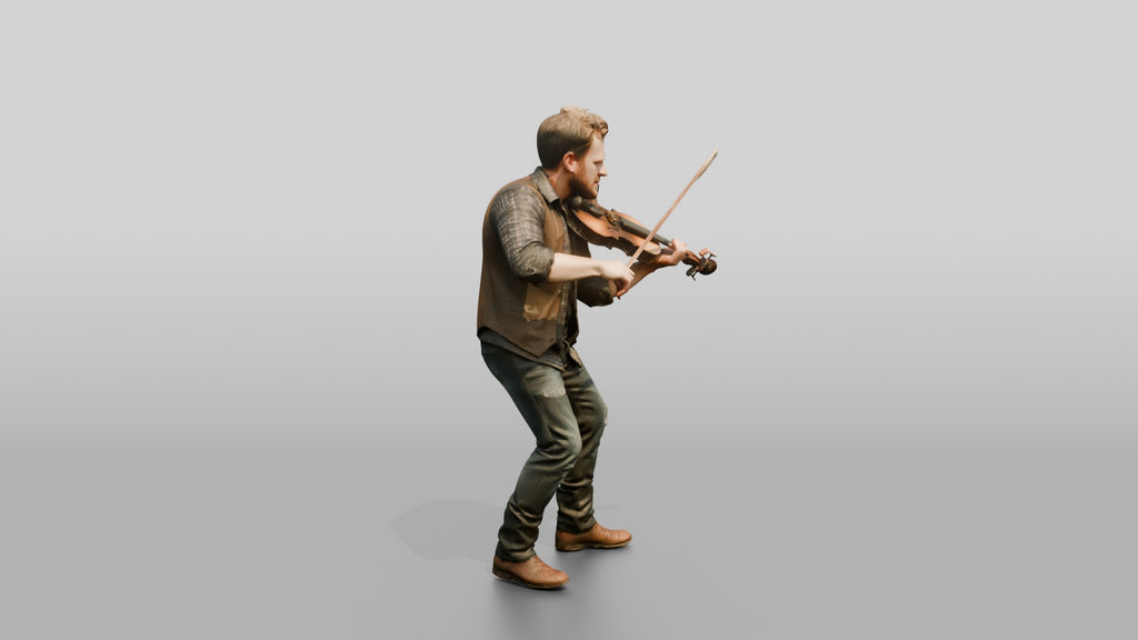 Bluegrass Fiddler Bowing Weathered Fiddle