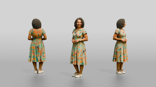 Colombian Woman in Vibrant Sun Dress
