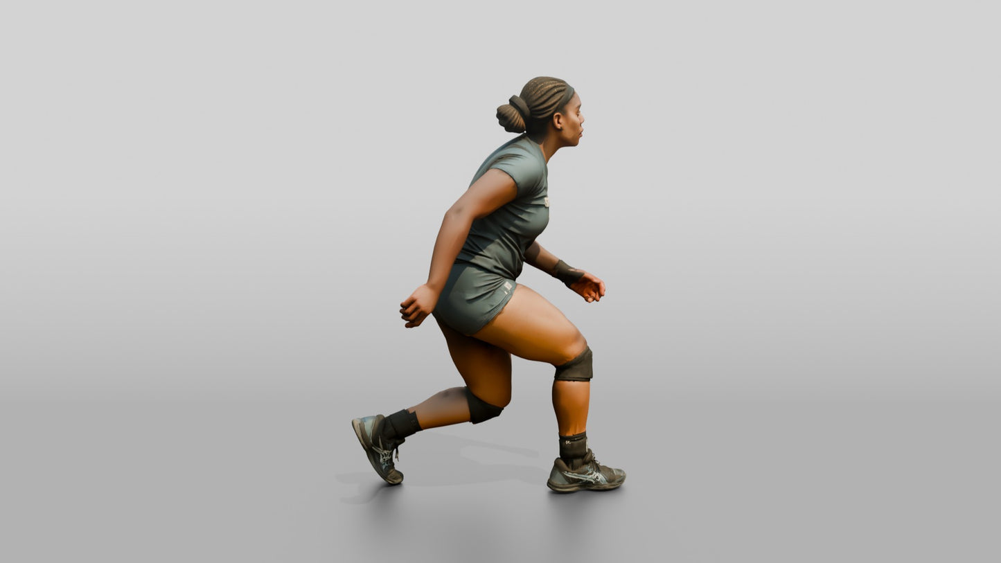 Black Female Volleyball Player in Solid Dark Grey Uniform